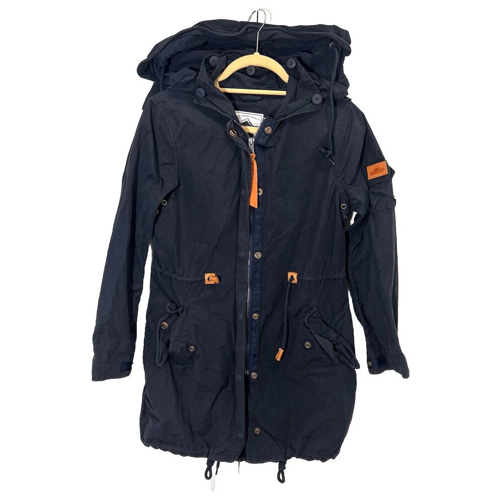 Penfield Parka Jacket Women’s XS Navy Hooded Water Wind Resistant Full Zip